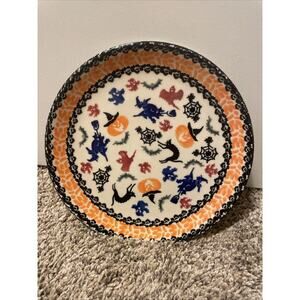 Unikat Polish Pottery Halloween Plate Kalich Factory Signed Spooky 7.5"